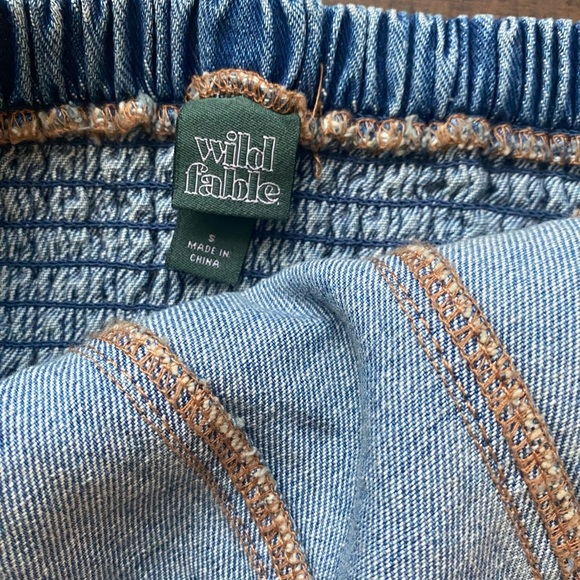 Wild Fable Tube Cargo denim wide leg Jumpsuit bandeau strapless - Picture 8 of 16